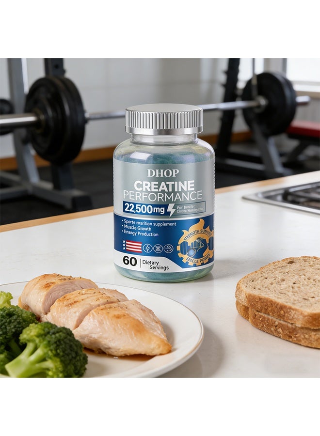 DHOP Creatine Performance Gummies - 60 Gummies/Jar, 22500mg High Potency per Serving, Muscle Building Strength Support, Vegan Friendly Gluten-Free Non-GMO - Image 4